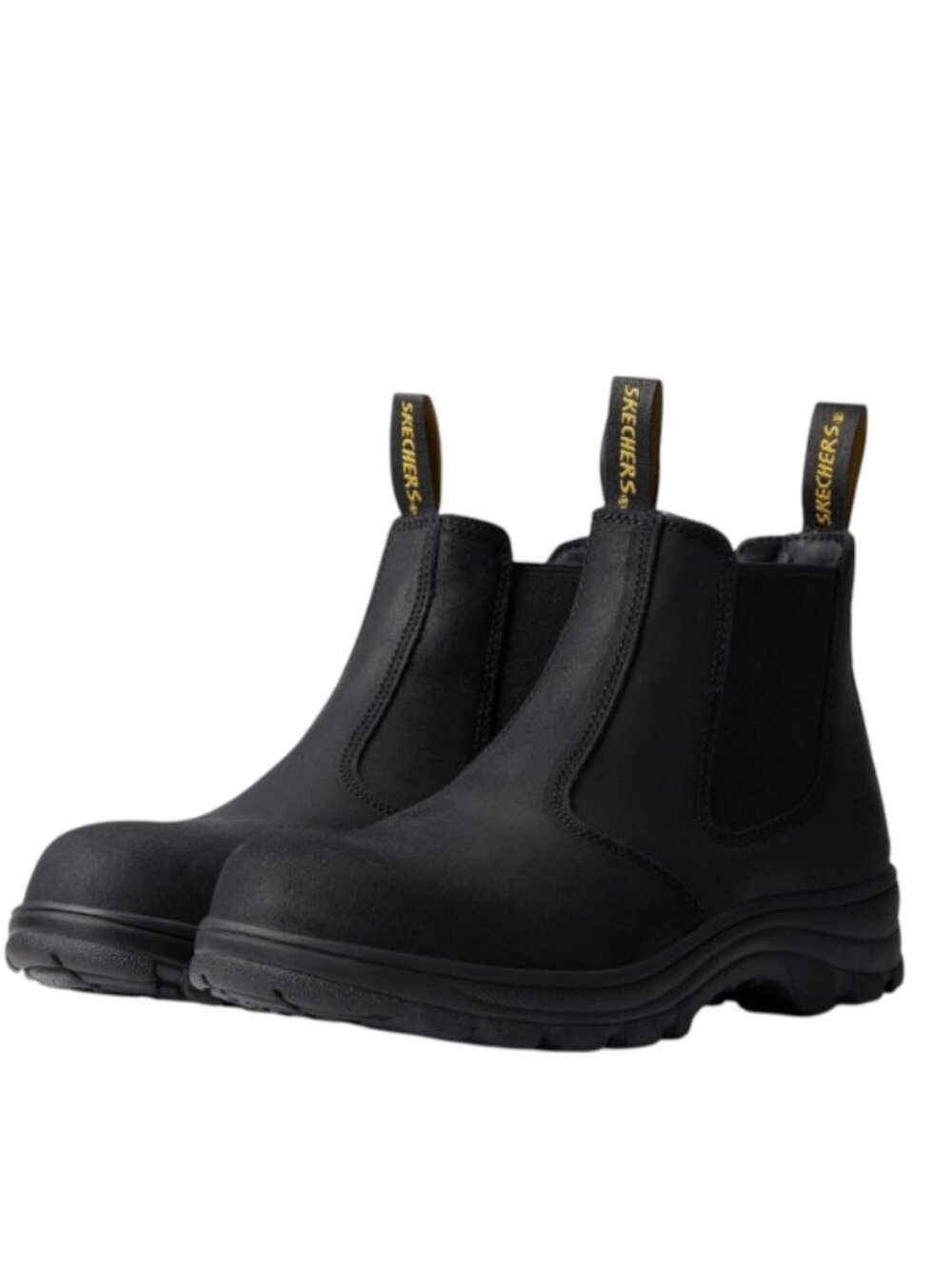 Skechers Men's Black Workshire Jannit Com-Toe Slip-On Work Chelsea Boots Size 10
